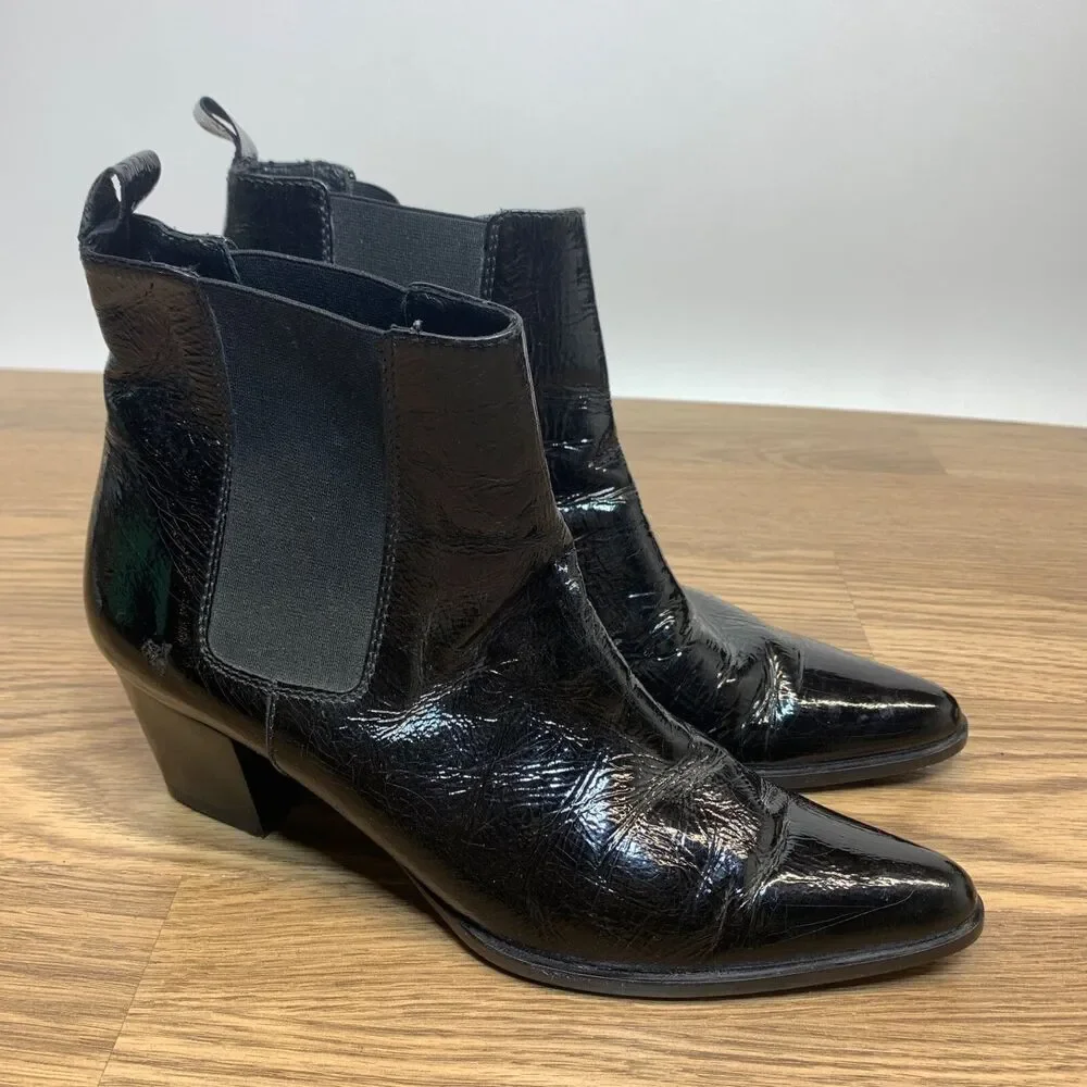 Michael Kors Elegant Black‎ Ankle Boots Patent Leather Womens Size 7.5M Italy